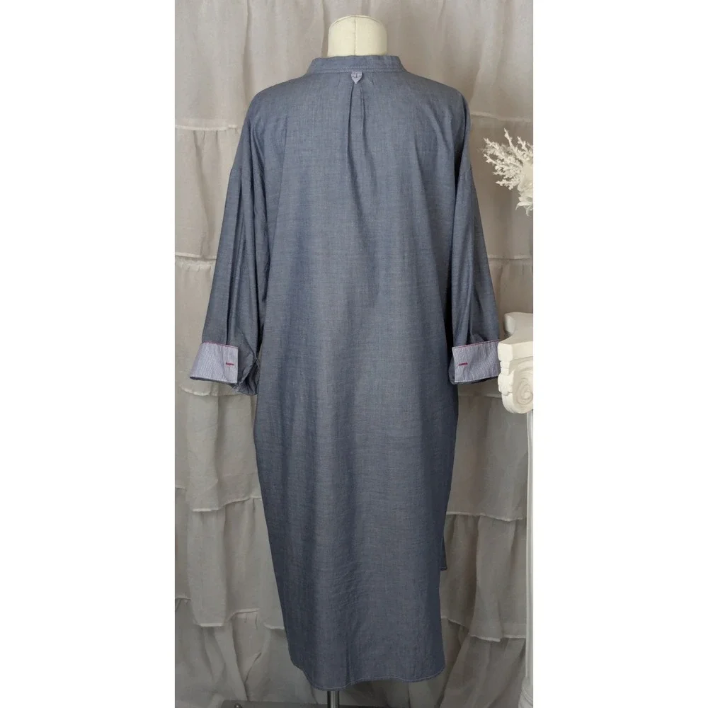 Mer sea Blue Chambray Essential Shirt Dress Minimalist Coastal Beach L/XL - Picture 7 of 12